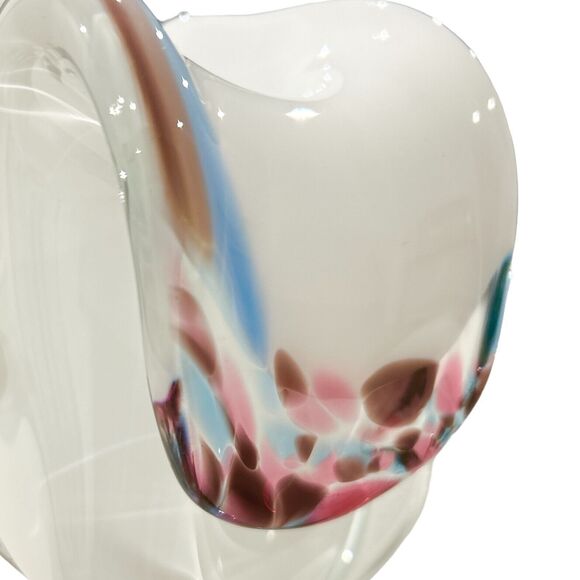 Bohemia Czech Republic Pink Blue and Brown Art Glass Hand Blown Glass Vase - Picture 3 of 9
